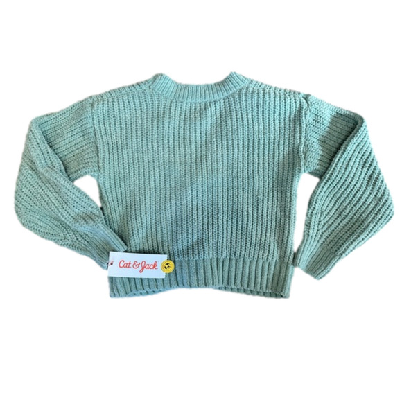 New Girl's Cable Knit Green Sweater Cardigan size XS 4/5 - Picture 3 of 4